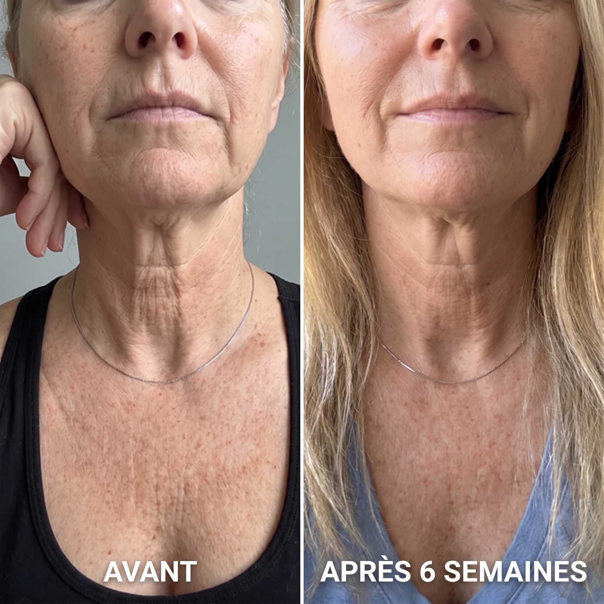 Avant / après 6 semaines — cou raffermi avec Galbéa