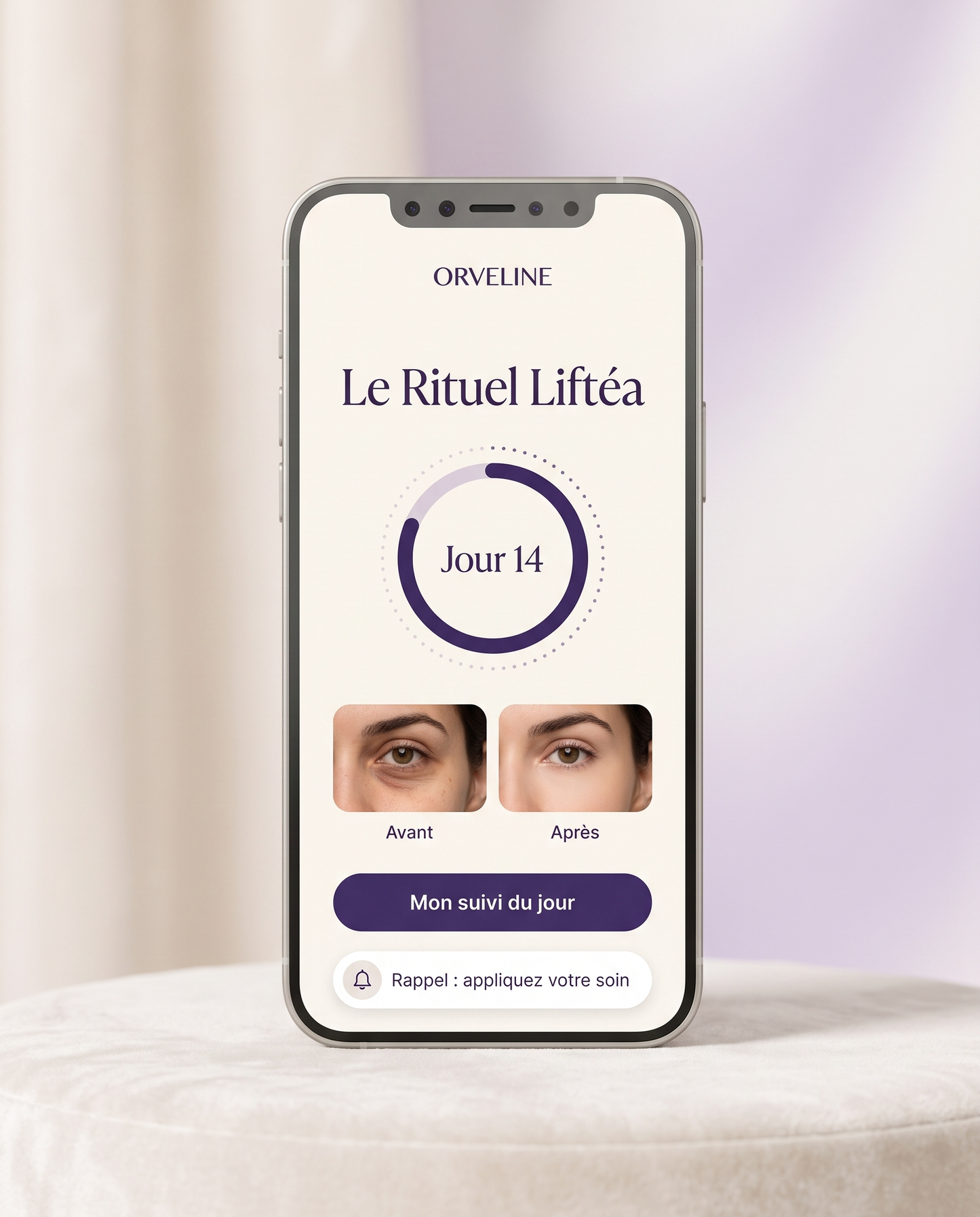 Application Le Rituel Liftéa — suivi photo du contour de l'œil